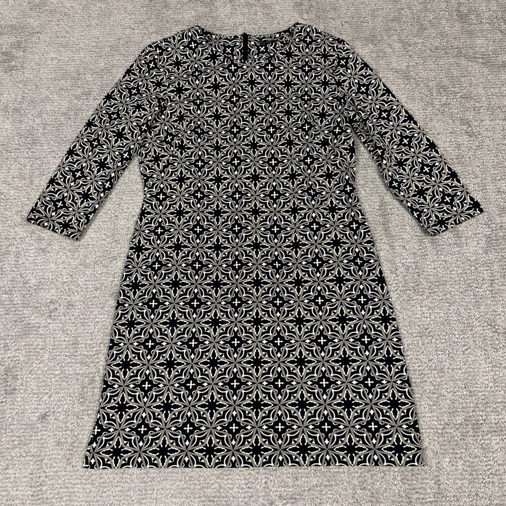J McLaughlin Dress Womens Large 3/4 Sleeve Catalina Cloth Stretch Black Beige